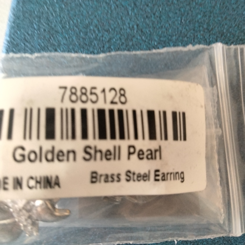 Golden Shell Pearl Brass Steel Earrings